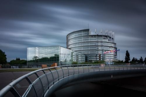 Long exposure in front of the European Parliament of Strasbourg Long exposure in front of the European Parliament of Strasbourg